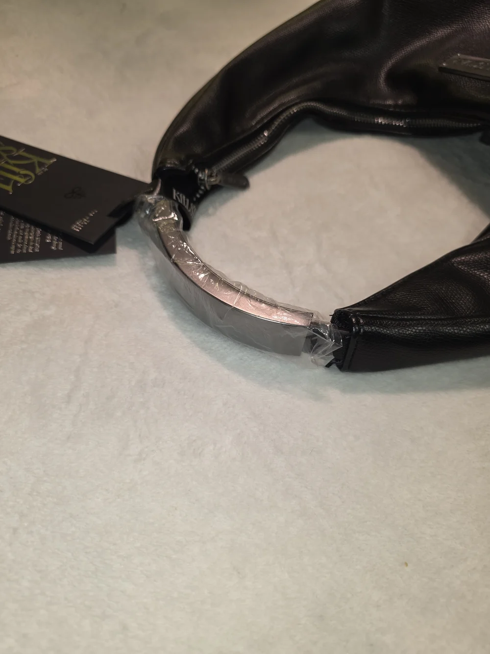 Killstar Silver Bite Bag  Black Snake-Embroidered Hobo Bag